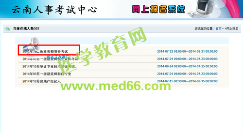 2014年云南省執(zhí)業(yè)藥師資格考試報(bào)名入口