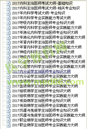2017內(nèi)科主治醫(yī)師考試大綱電子書(shū)