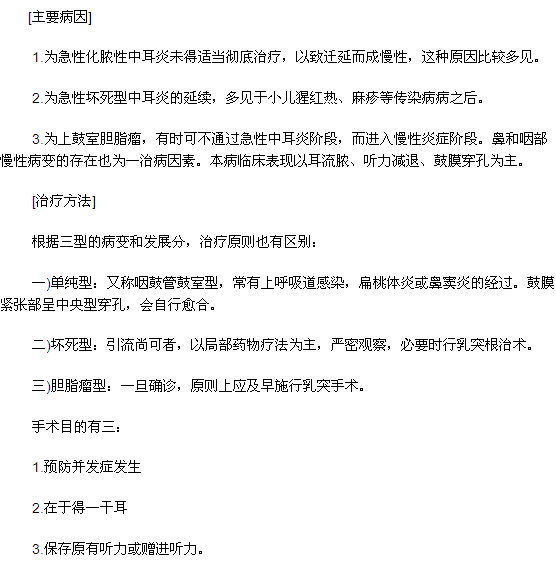 慢性化膿性中耳炎是中耳疾病的一種