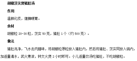 寶寶風(fēng)寒咳嗽就喝胡椒茨實煲豬肚湯