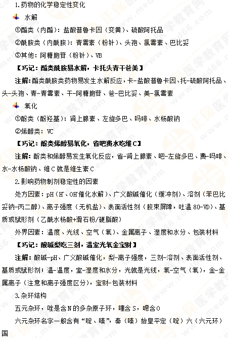 專業(yè)師資講義：執(zhí)業(yè)藥師備考難題——藥物化學，15分鐘重點回顧！