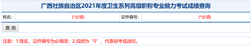 廣西壯族自治區(qū)2021年度衛(wèi)生系列高級(jí)職稱專業(yè)能力考試成績(jī)查詢