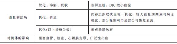 血栓的結局和對機體影響