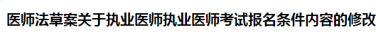 醫(yī)師法草案關(guān)于執(zhí)業(yè)醫(yī)師執(zhí)業(yè)醫(yī)師考試報(bào)名條件內(nèi)容的修改！