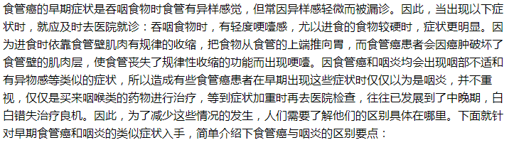 如何鑒別是食管癌還是慢性咽炎？一文了解！