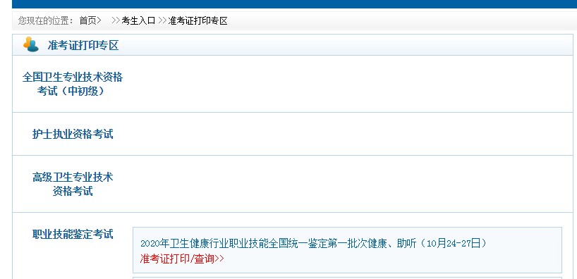 中國(guó)衛(wèi)生人才網(wǎng)2021衛(wèi)生專業(yè)技術(shù)資格考試準(zhǔn)考證打印入口