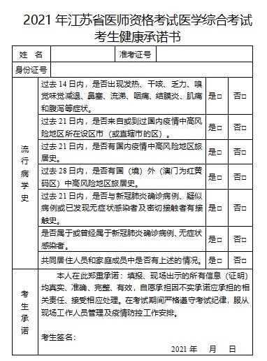 考生健康承諾書(shū)