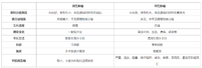 良性腫瘤與惡性腫瘤區(qū)別