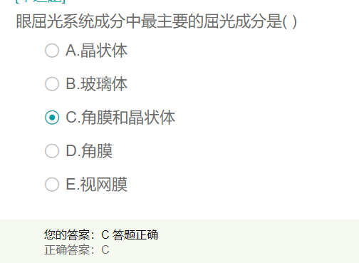 眼屈光系統(tǒng)成分中最主要的屈光成分是？