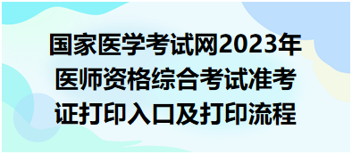 國家醫(yī)學(xué)考試網(wǎng)2023年醫(yī)師資格綜合考試準考證打印入口及打印流程