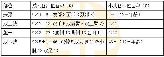 小兒與成人燒傷面積的劃分有什么區(qū)別？