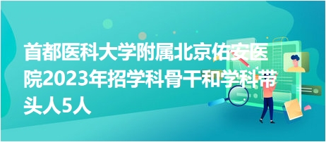 首都醫(yī)科大學附屬北京佑安醫(yī)院2023年招學科骨干和學科帶頭人5人